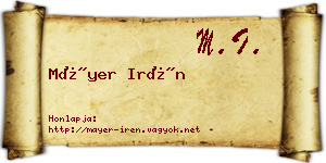 Máyer Irén névjegykártya