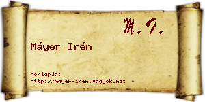 Máyer Irén névjegykártya